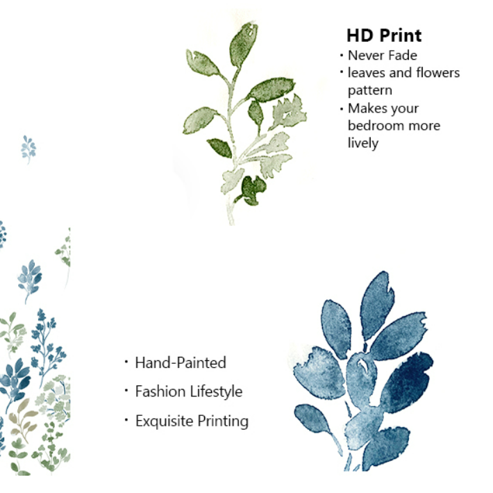 Blue Floral 3 Pieces Duvet Cover set includes 1 Duvet Cover and 2 Pillowcases