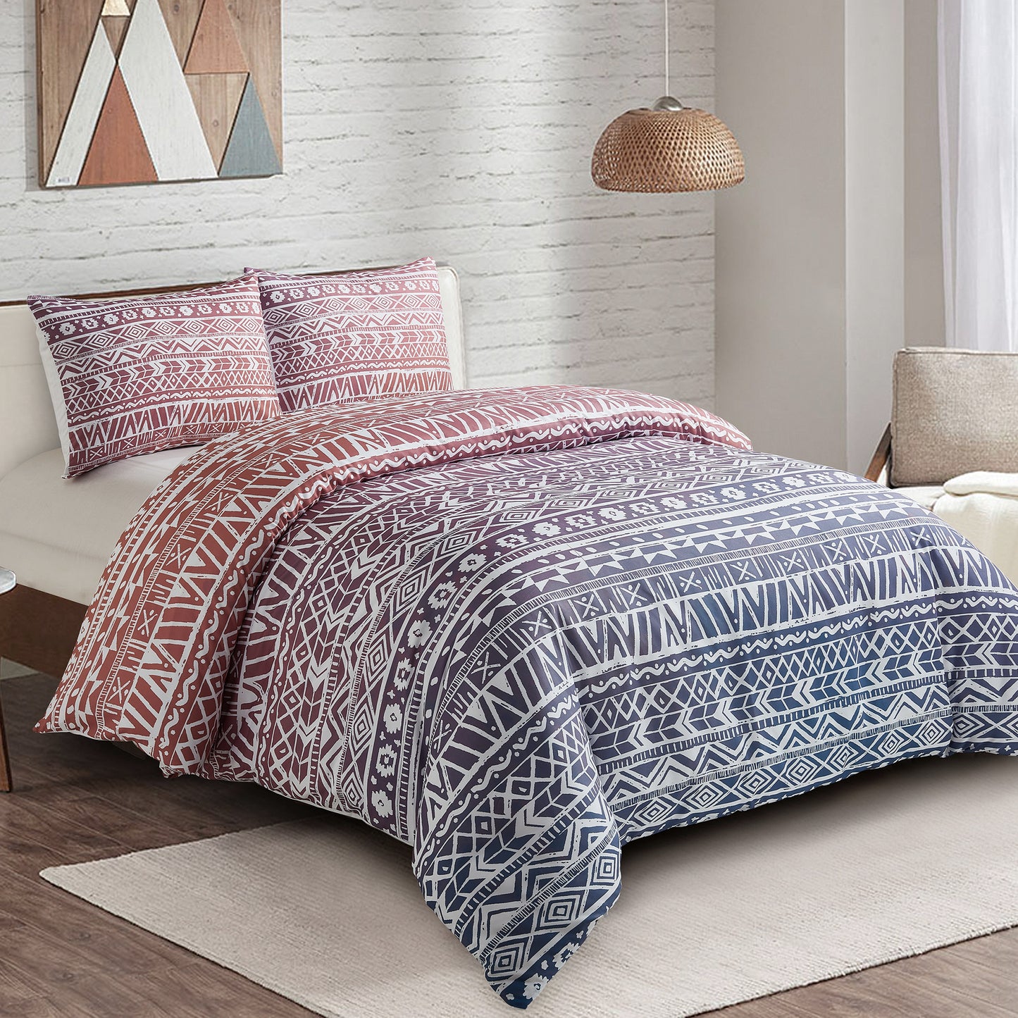 Style Quarters 3PCS Boho Duvet Cover Queen Includes 1 Duvet Cover + 2 Shams Gradient Boho Duvet Cover Queen