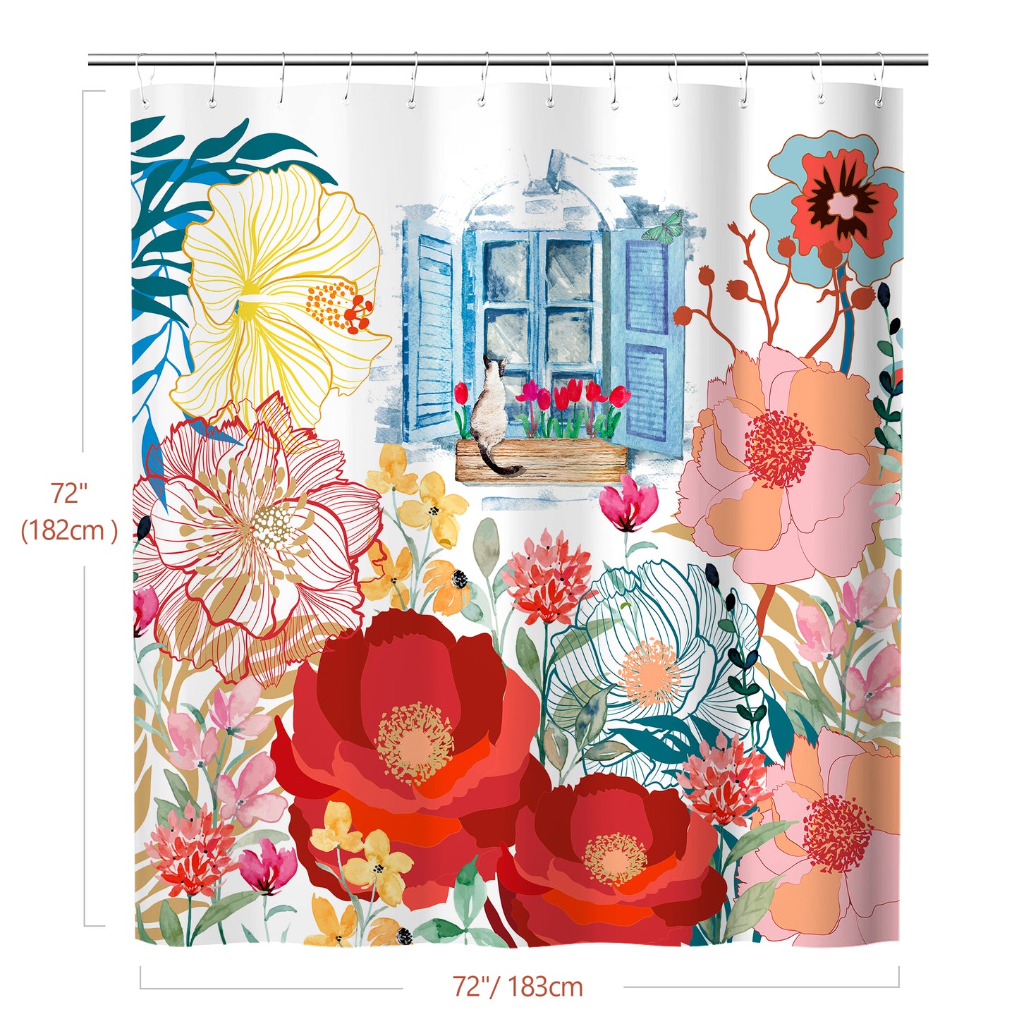 Style Quarters Shower Curtain-Red Shower Curtain 72x72 Inch Shower Curtains for Bathroom Design Shower Curtain Flower Shower Curtain Fabric Shower Curtain Plant Shower Curtain Western Shower Curtain