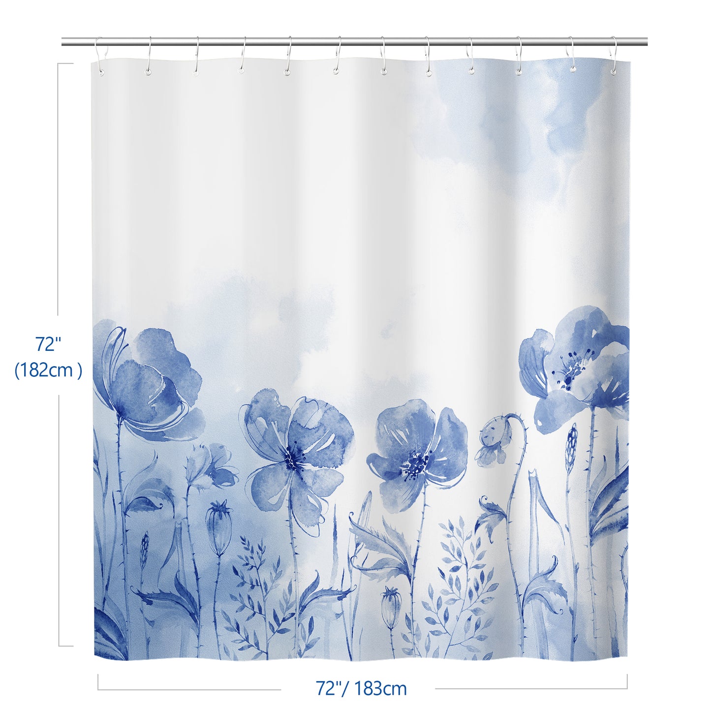 Style Quarters Shower Curtain-Blue Shower Curtain 72x72 Inch Shower Curtains for Bathroom Design Shower Curtain Flower Shower Curtain Fabric Shower Curtain Plant Shower Curtain Western Shower Curtain