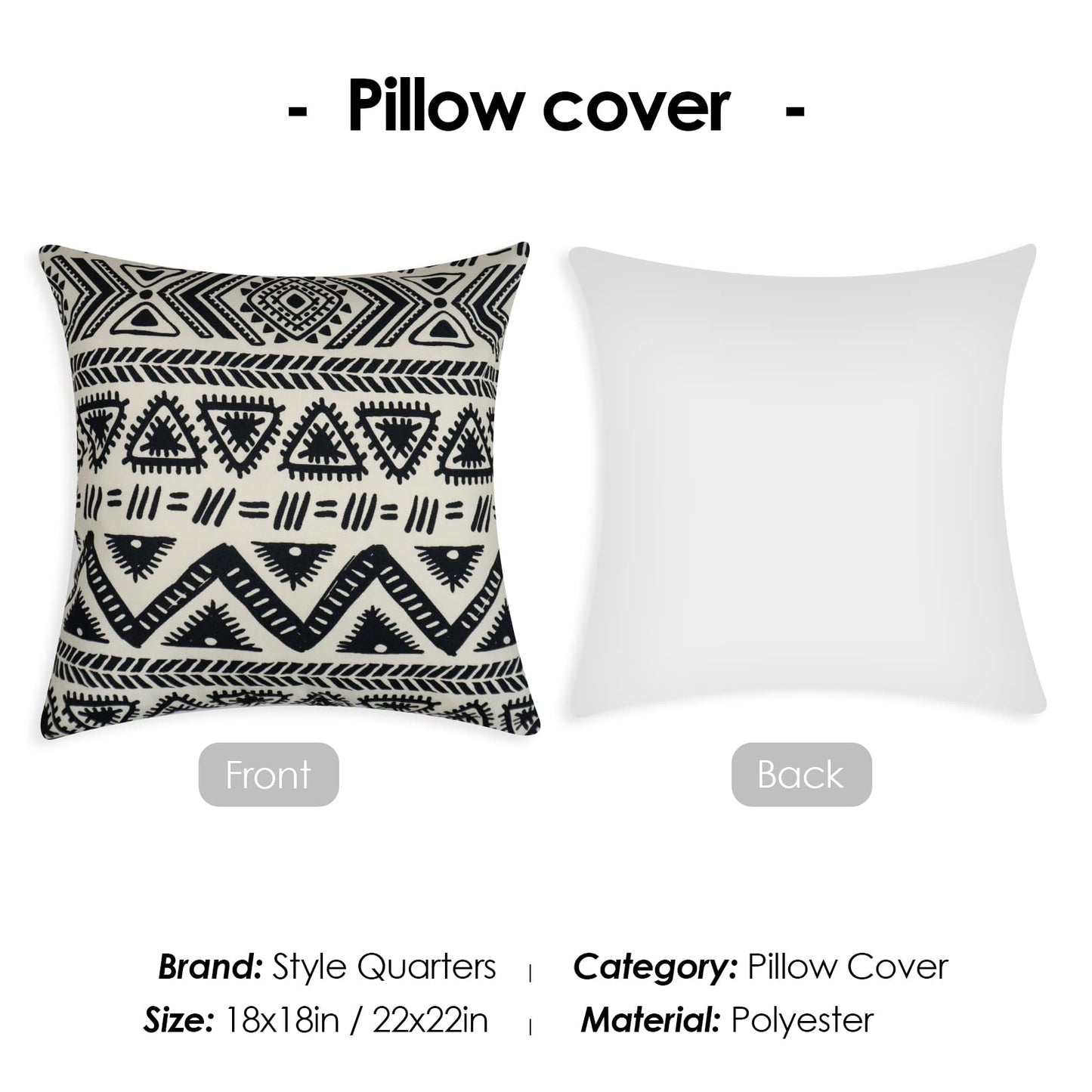 Black throw pillow covers set of 4 decorative cushion covers