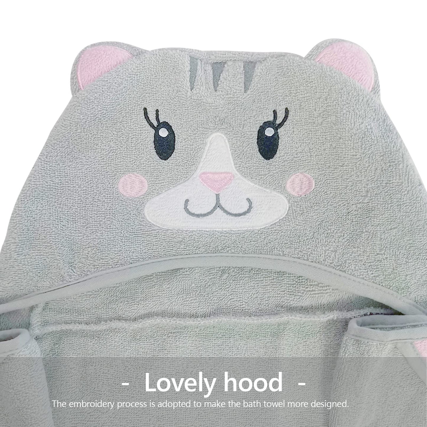 Kids Hooded Bath Towel - Cartoon Cat - Style Quarters