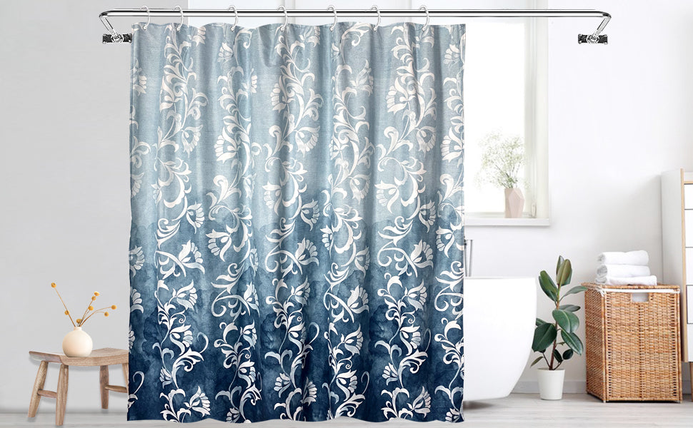 Blue Shower Curtain-White Shower Curtain Cute Shower Curtains for Bathroom Fabric Shower Curtain 72x72 Inch Shower Curtain Boho Shower Curtain Floral Shower Curtain - Style Quarters