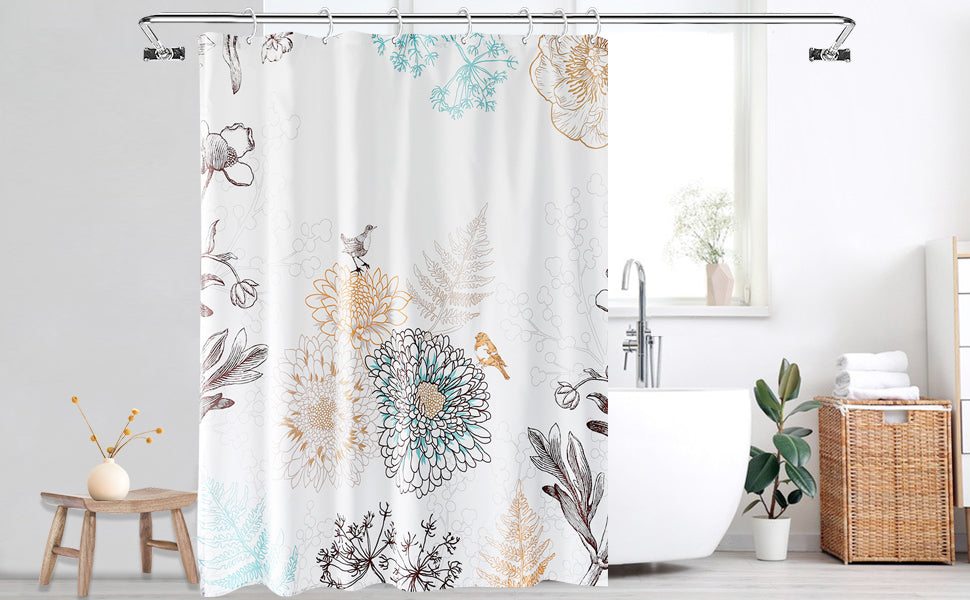 Bird Shower Curtain-White Shower Curtain Cute Shower Curtains for Bathroom Fabric Shower Curtain 72x72 Inch Shower Curtain Boho Shower Curtain Floral Shower Curtain - Style Quarters