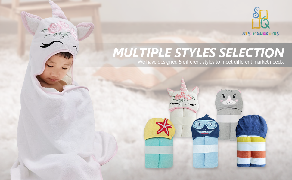Kids Hooded Bath Towel - Cartoon Cat - Style Quarters