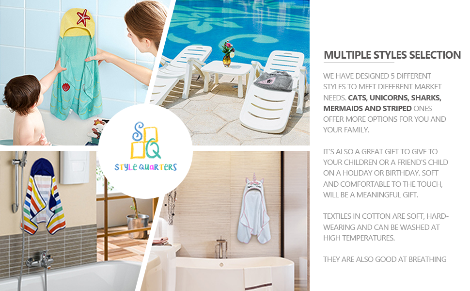 Kids Hooded Bath Towel - Blue Mermaid - Style Quarters