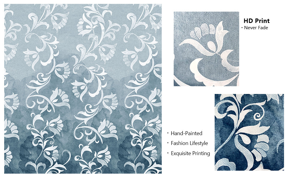 Blue Shower Curtain-White Shower Curtain Cute Shower Curtains for Bathroom Fabric Shower Curtain 72x72 Inch Shower Curtain Boho Shower Curtain Floral Shower Curtain - Style Quarters