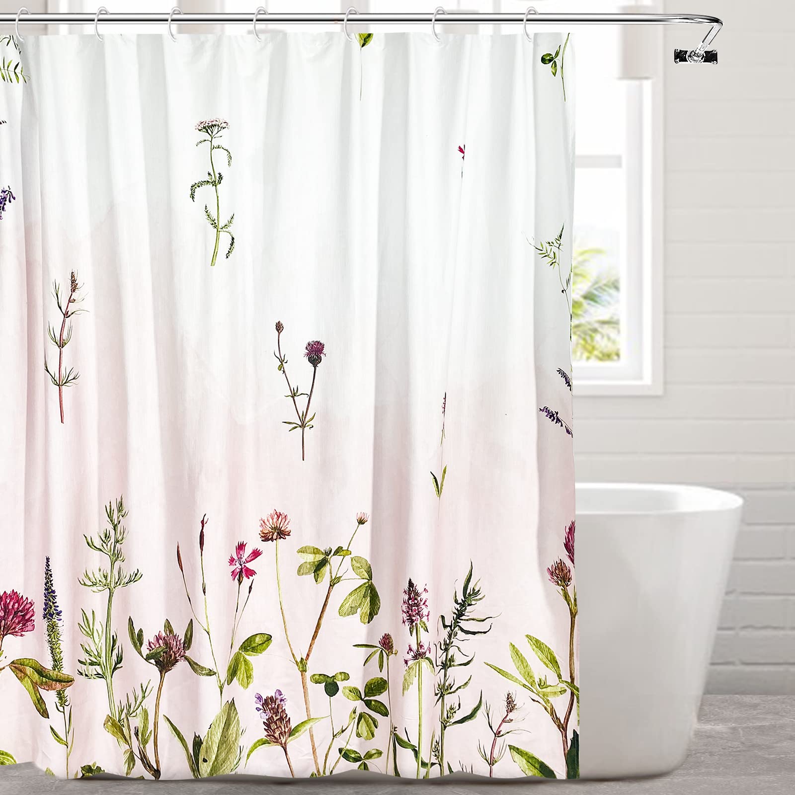 Flowers  Shower Curtain-Beige Shower Curtain with 72x72 Inch Modern Shower Curtains for Bathroom Floral Shower Curtain Fabric Shower Curtain Colorful Shower Curtain - Style Quarters