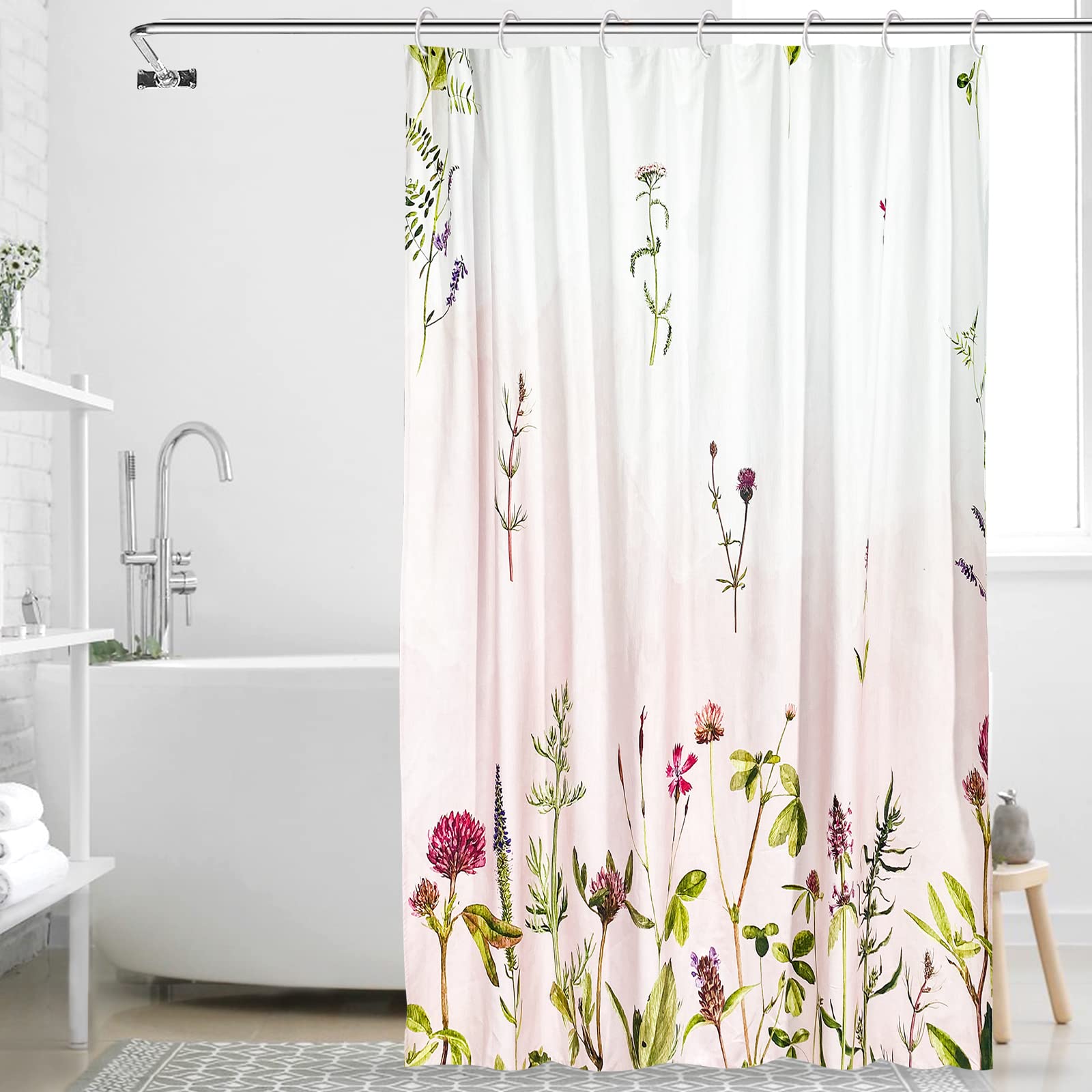 Flowers  Shower Curtain-Beige Shower Curtain with 72x72 Inch Modern Shower Curtains for Bathroom Floral Shower Curtain Fabric Shower Curtain Colorful Shower Curtain - Style Quarters