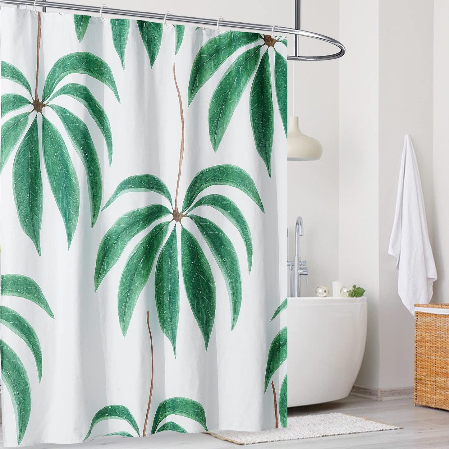 Green Shower Curtain-Beige Shower Curtain with 72x72 Inch Modern Shower Curtains for Bathroom Floral Shower Curtain Fabric Shower Curtain Colorful Shower Curtain - Style Quarters