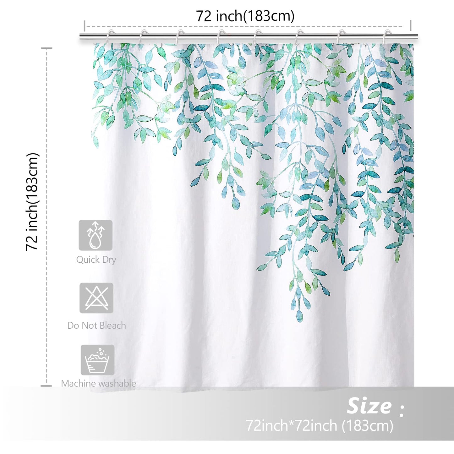 Leaves Shower Curtain-Beige Shower Curtain with 72x72 Inch Modern Shower Curtains for Bathroom Floral Shower Curtain Fabric Shower Curtain Colorful Shower Curtain - Style Quarters
