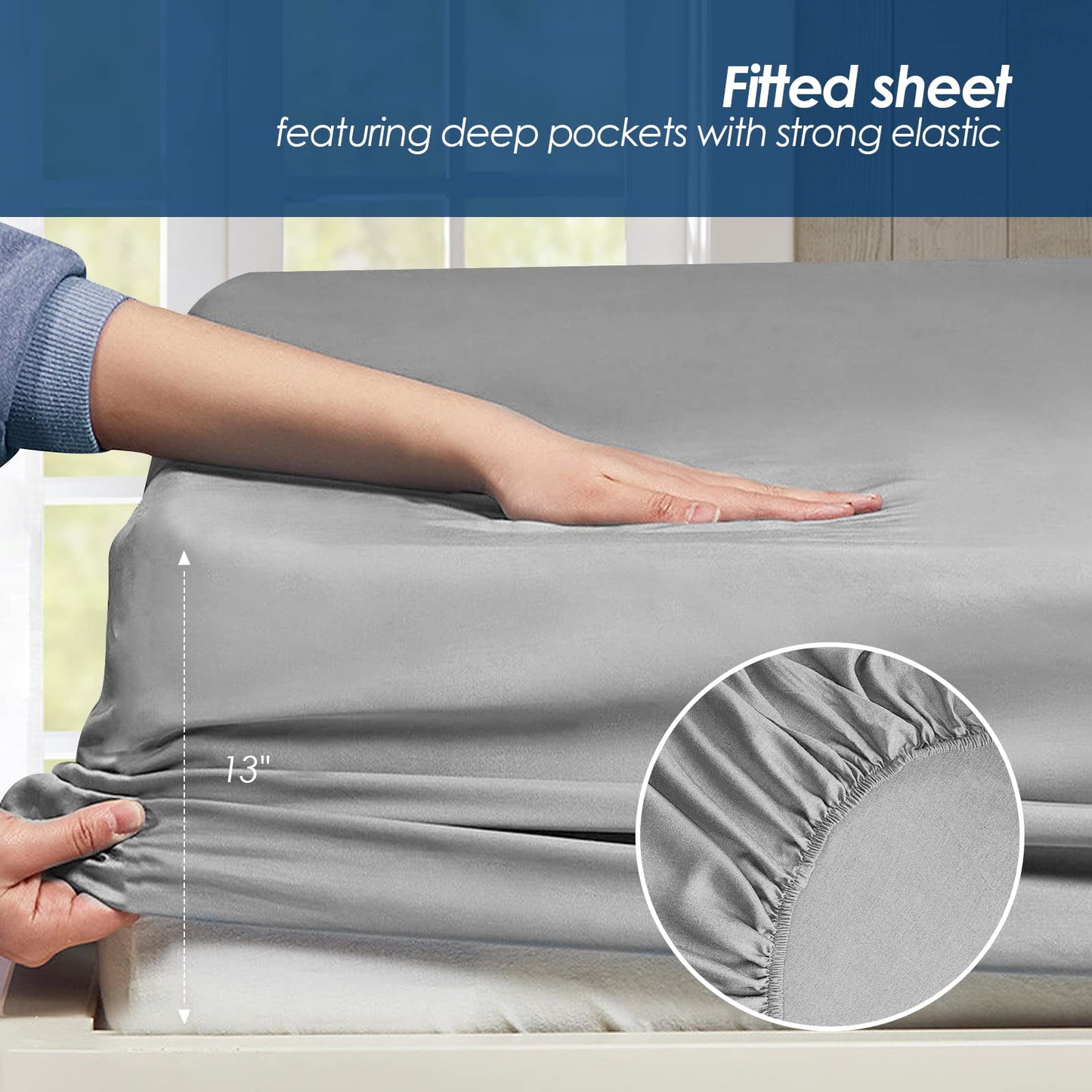 Grey Heather - Soft and Cozy Viscose Bamboo 4 Pcs Sheet Set