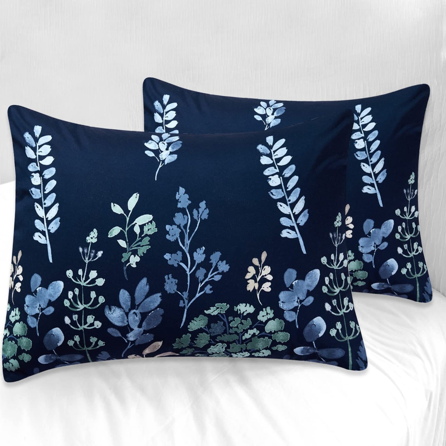 Navy Blue 4 Pcs Comforter Set Includes 1 Comforter, 2 Pillowcases and 1 Decorative Pillow