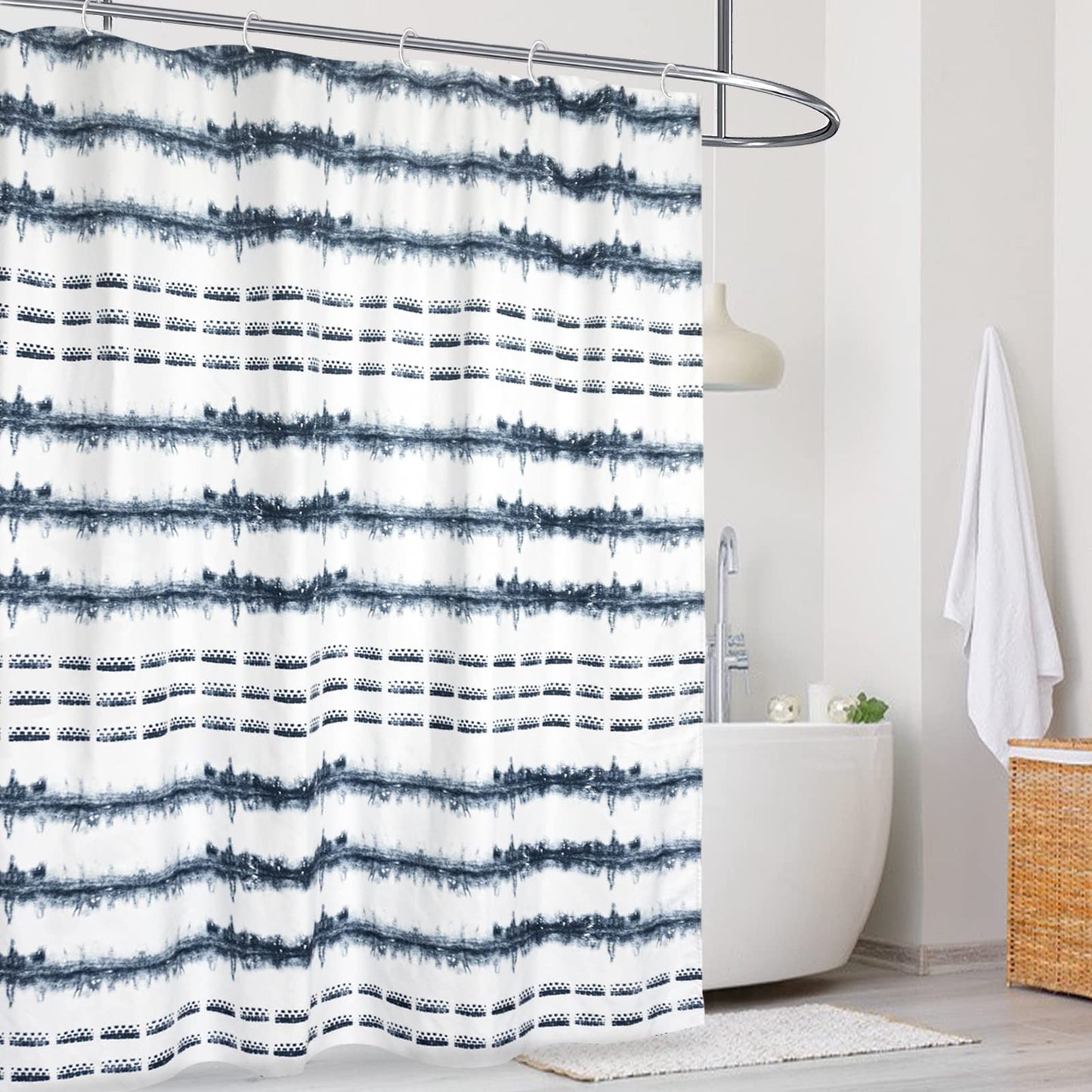 Navy/White Shower Curtain-White Shower Curtain Cute Shower Curtains for Bathroom Fabric Shower Curtain 72x72 Inch Shower Curtain Boho Shower Curtain Floral Shower Curtain - Style Quarters