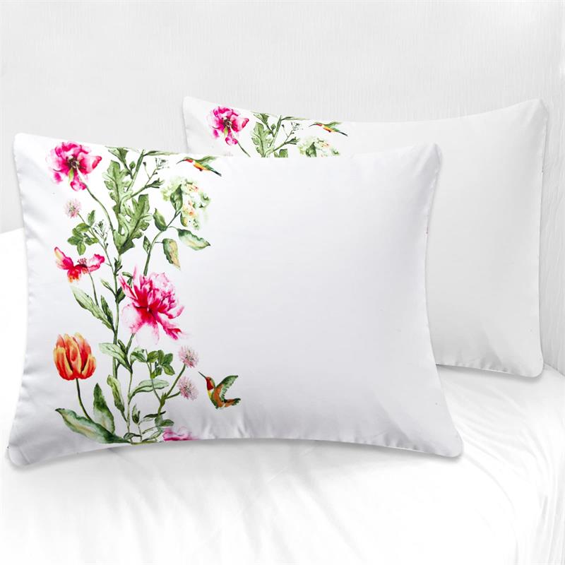 Pink Flower 3 Pieces Duvet Cover set includes 1 Duvet Cover and 2 Pillowcases