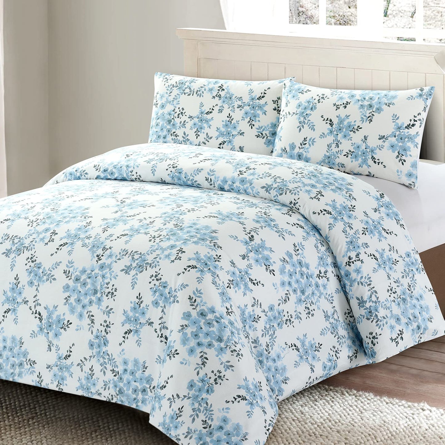 100% Cotton 3 Pieces Duvet Cover set includes 1 Duvet Cover and 2 Pillowcases