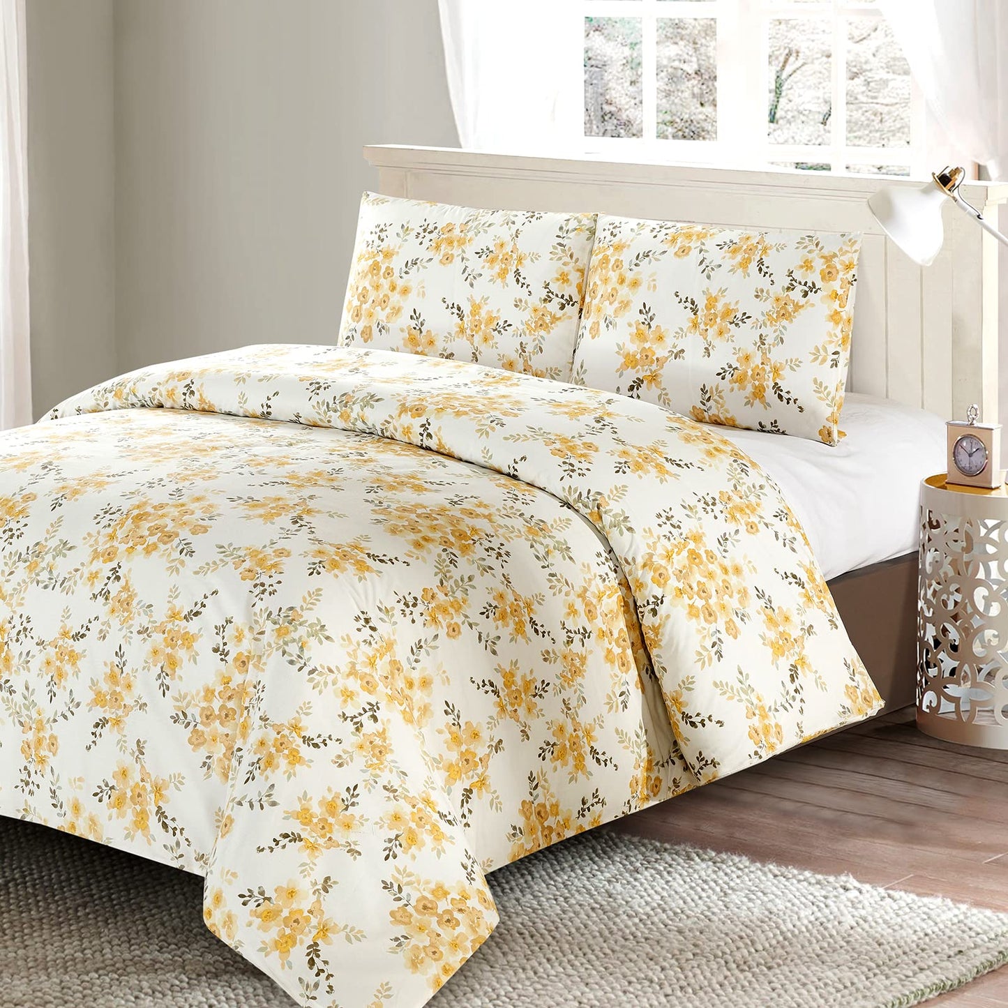 100% Cotton 3 Pieces Duvet Cover set includes 1 Duvet Cover and 2 Pillowcases