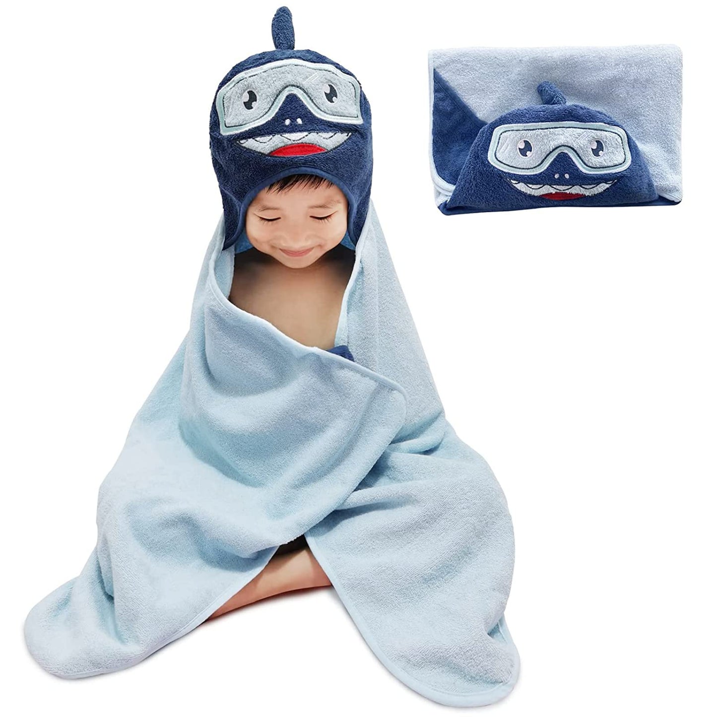 Kids Hooded Bath Towel - Cartoon Baby Shark - Style Quarters