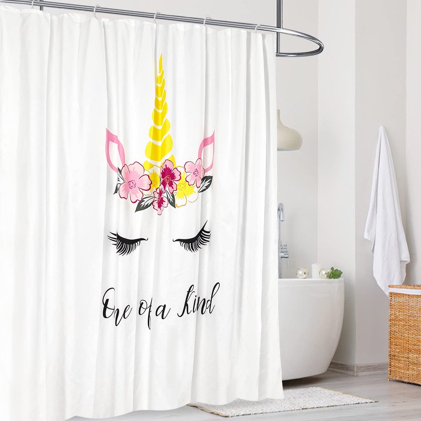 White-1 Shower Curtain-White Shower Curtain Cute Shower Curtains for Bathroom Fabric Shower Curtain 72x72 Inch Shower Curtain Boho Shower Curtain Floral Shower Curtain - Style Quarters
