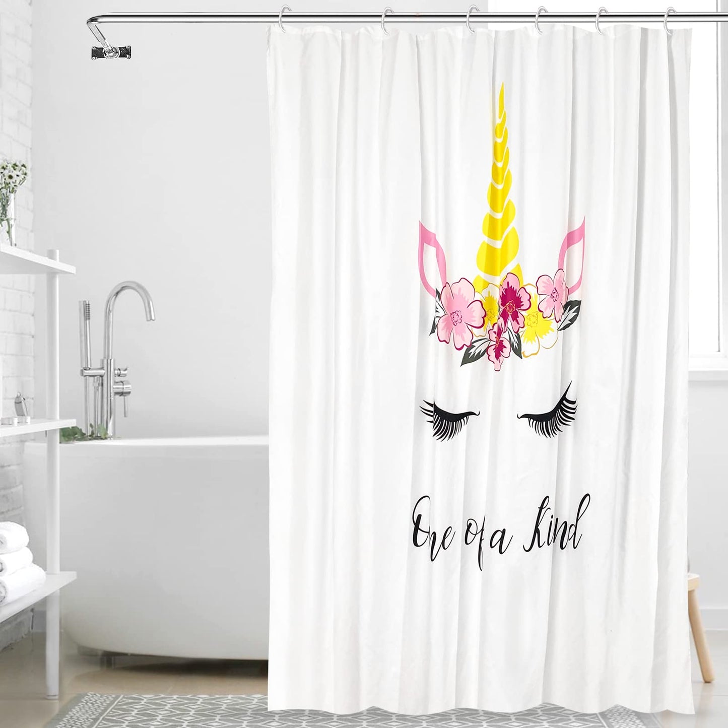 White-1 Shower Curtain-White Shower Curtain Cute Shower Curtains for Bathroom Fabric Shower Curtain 72x72 Inch Shower Curtain Boho Shower Curtain Floral Shower Curtain - Style Quarters