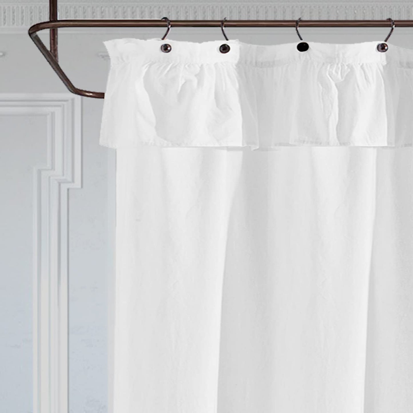 White Ruffle Shower Curtains for Bathroom