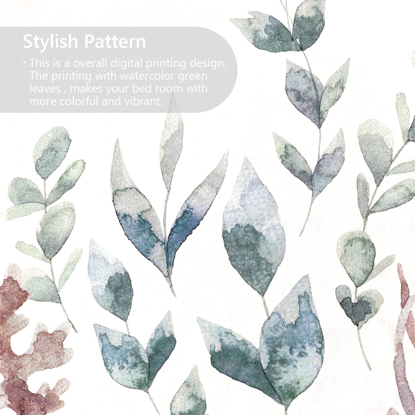 White/ Green 4 Pcs Comforter Set Includes 1 Comforter, 2 Pillowcases and 1 Decorative Pillow