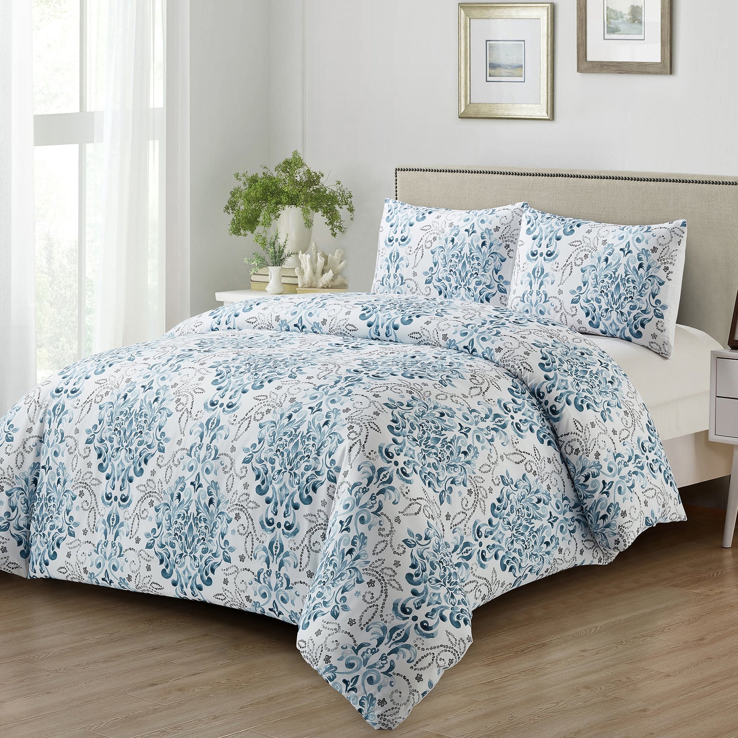 Style Quarters 3PCS Duvet Cover Queen Size 100% Polyester Luxury Duvet Covers with 1 Duvet Cover and 2 Pillow Shams