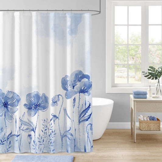 Style Quarters Shower Curtain-Blue Shower Curtain 72x72 Inch Shower Curtains for Bathroom Design Shower Curtain Flower Shower Curtain Fabric Shower Curtain Plant Shower Curtain Western Shower Curtain