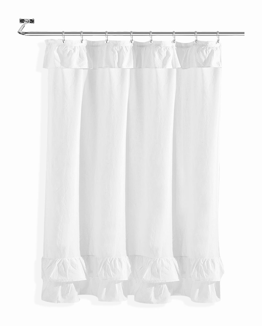 White Ruffle Shower Curtains for Bathroom