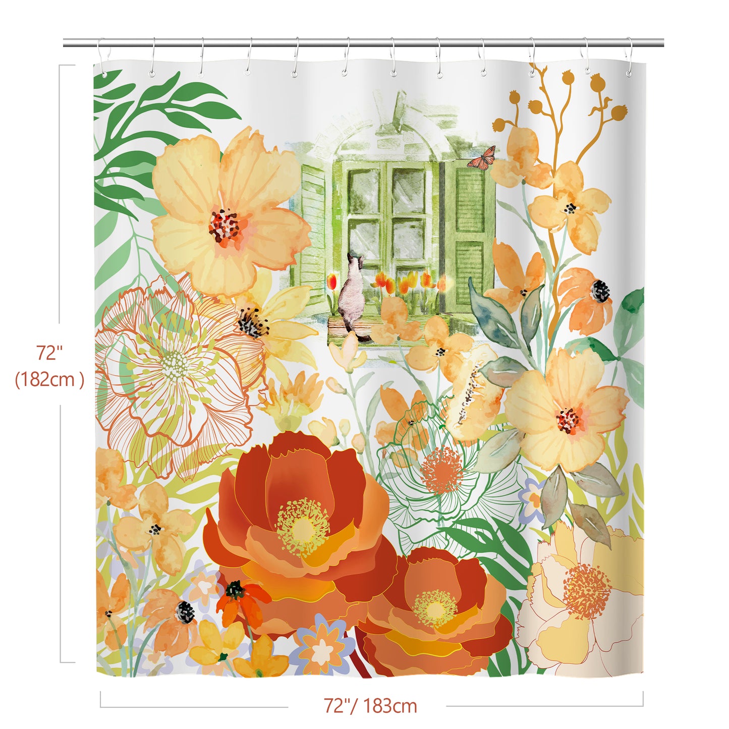 Style Quarters Shower Curtain-Yellow Shower Curtain 72x72 Inch Bath Curtain Design Shower Curtain Flower Shower Curtain