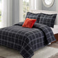 Grey Plaid 4 Pcs Comforter Set Includes 1 Comforter, 2 Pillowcases and 1 Decorative Pillow