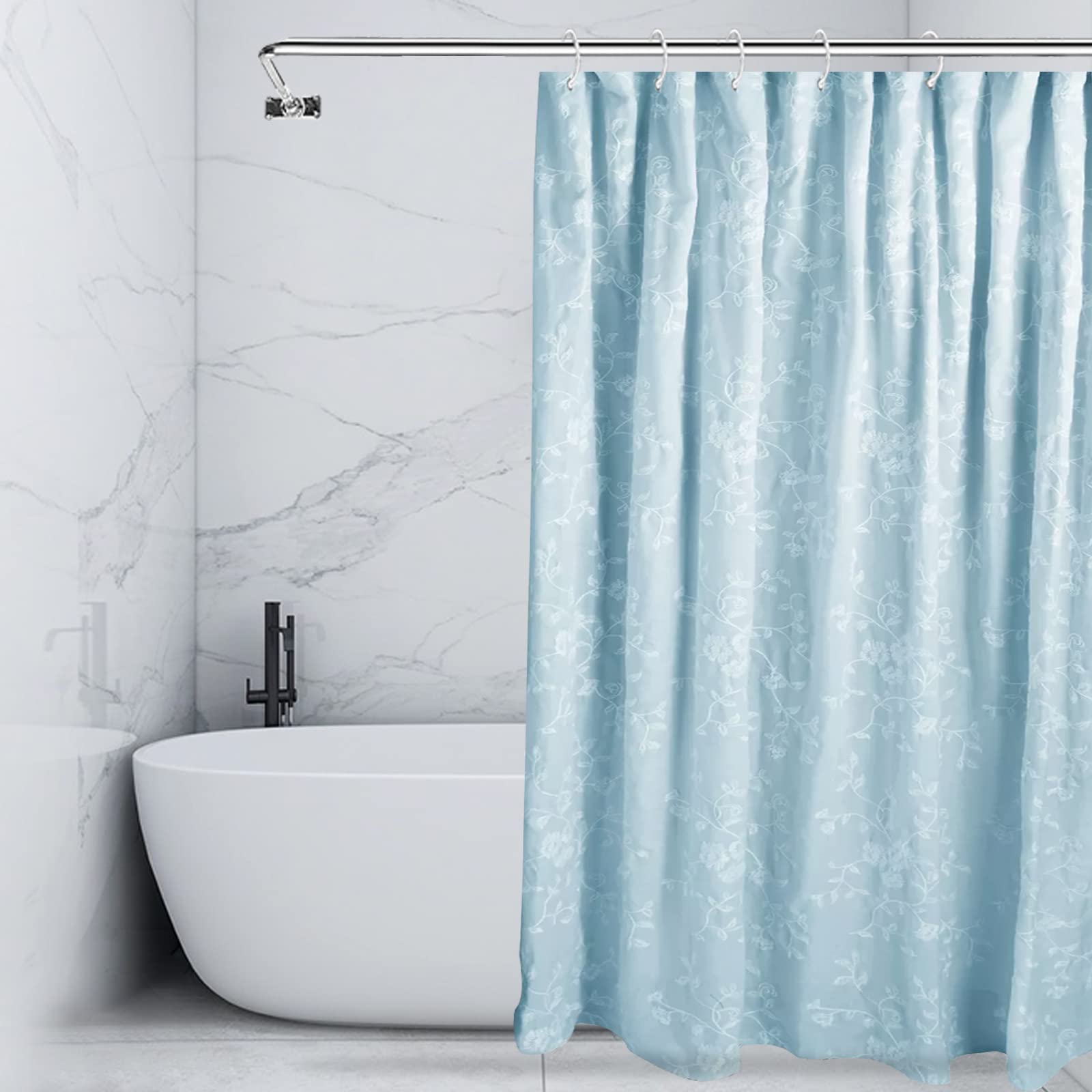 Pale blue deals shower curtain