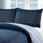 Duvet Cover, 3 Pcs King Duvet Cover, 100% Cotton Duvet Cover, Blue Floral Duvet Cover - Style Quarters