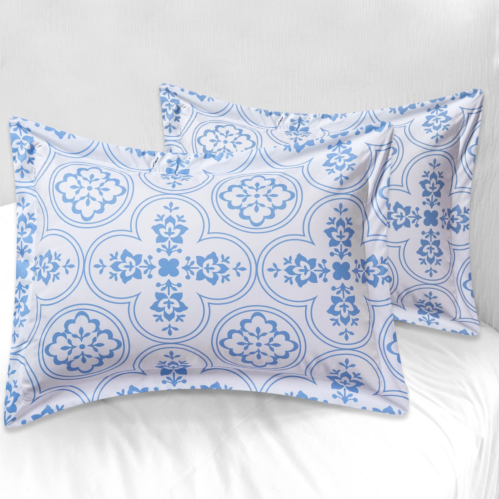 Blue Floral 4 Pcs Comforter Set Includes 1 Comforter, 2