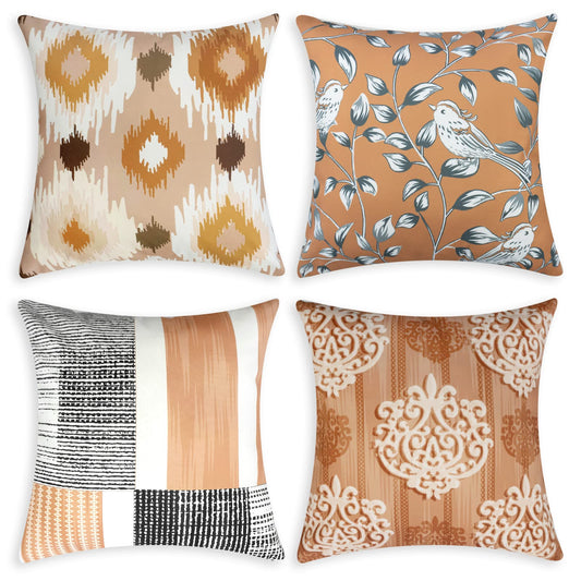 Brown Bird throw pillow covers set of 4 decorative cushion covers