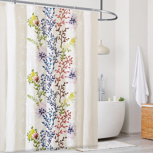 Dahlia Shower Curtain-Beige Shower Curtain with 72x72 Inch Modern Shower Curtains for Bathroom Floral Shower Curtain Fabric Shower Curtain Colorful Shower Curtain - Style Quarters