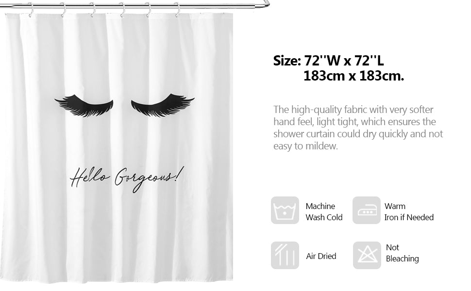 Eyelashes Shower Curtain-White Shower Curtain Cute Shower Curtains for Bathroom Fabric Shower Curtain 72x72 Inch Shower Curtain Boho Shower Curtain Floral Shower Curtain - Style Quarters