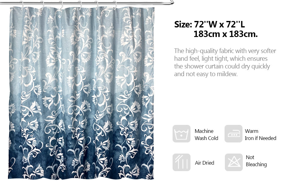 Blue Shower Curtains for Bathroom Fabric 72x72 Inch – Style Quarters