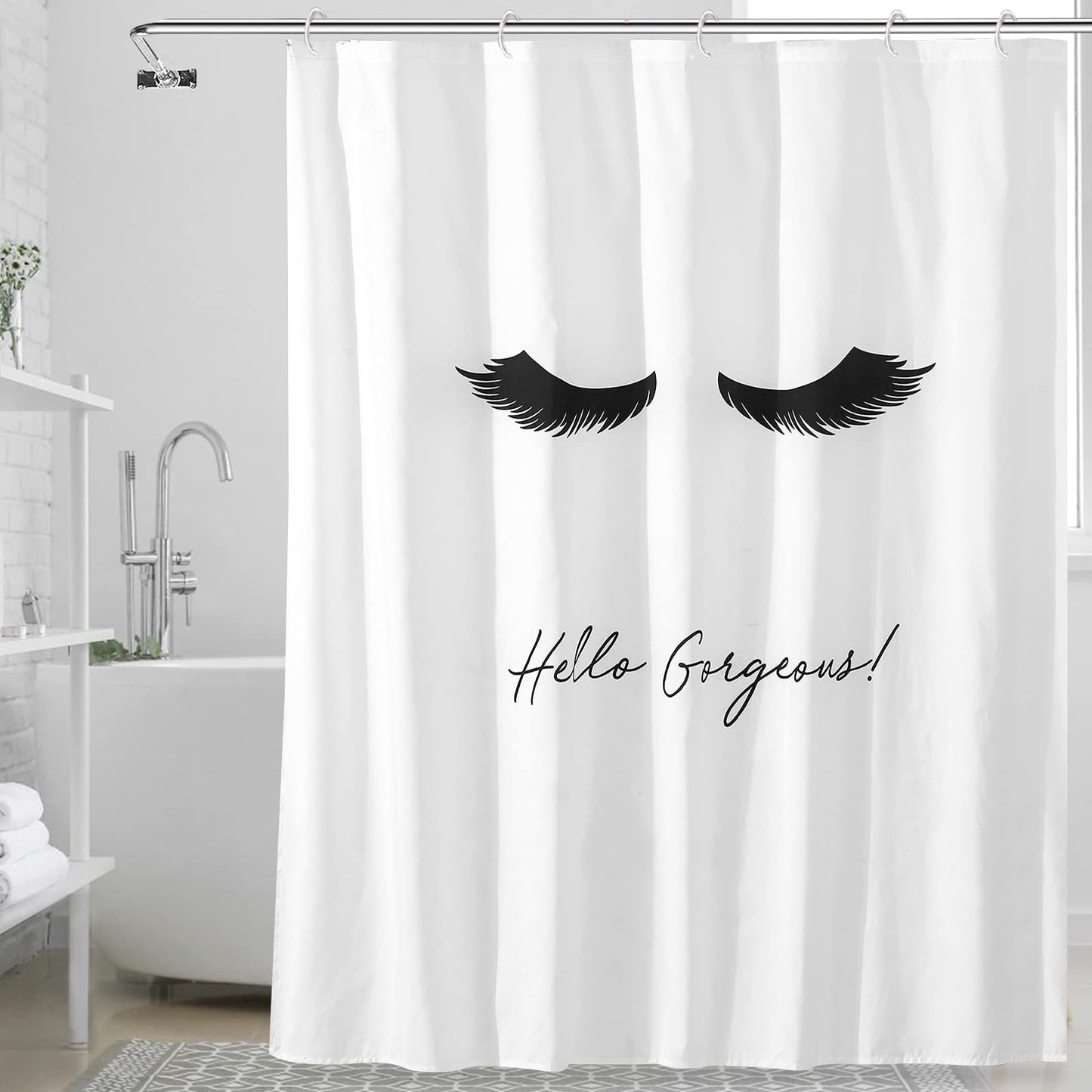 Eyelashes Shower Curtain-White Shower Curtain Cute Shower Curtains for Bathroom Fabric Shower Curtain 72x72 Inch Shower Curtain Boho Shower Curtain Floral Shower Curtain - Style Quarters