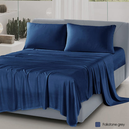 Navy Heather - Soft and Cozy Viscose Bamboo 4 Pcs Sheet Set