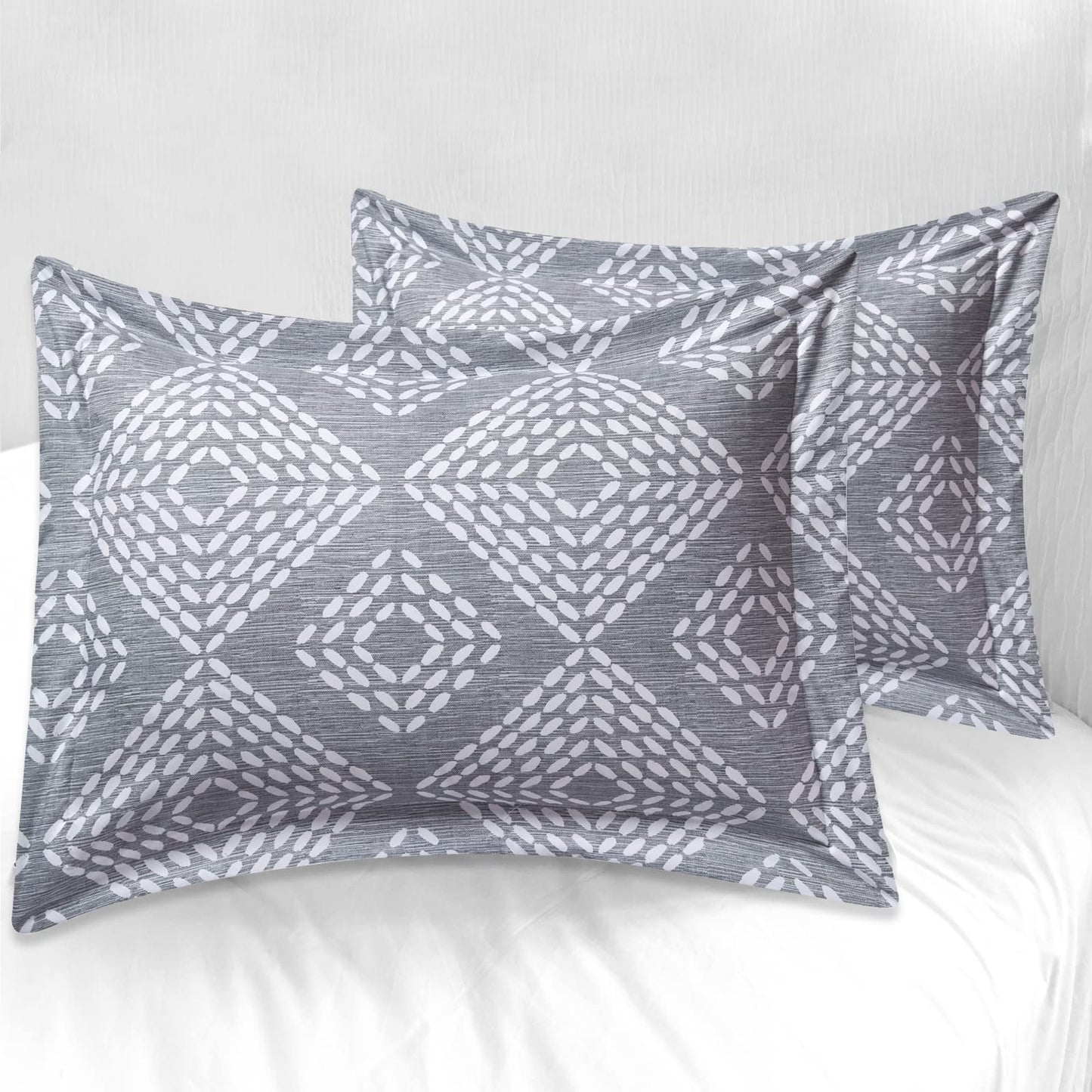 Gray Pattern 4 Pcs Comforter Set Includes 1 Comforter, 2 Pillowcases and 1 Decorative Pillow