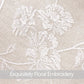 Linen Shower Curtains  for Bathroom Embroidered with Crisp Flowers