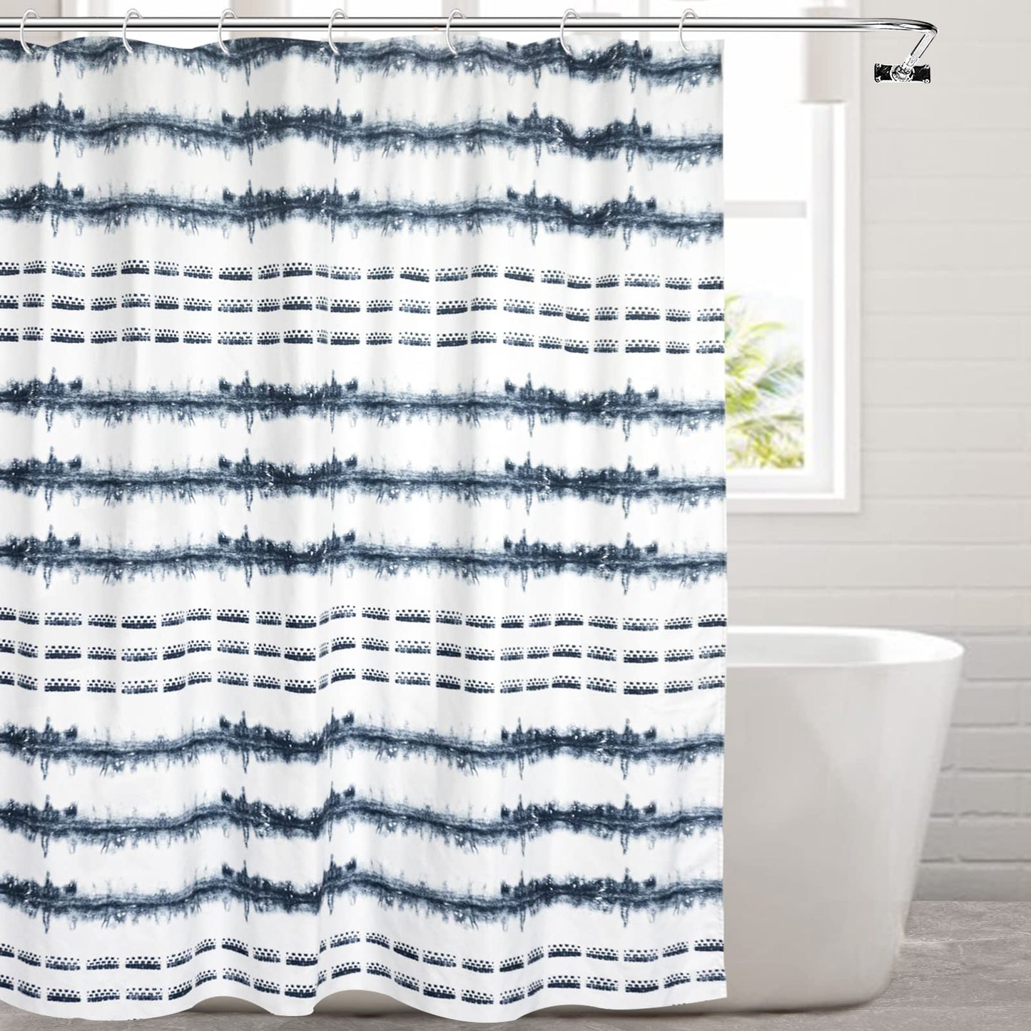 Navy/White Shower Curtain-White Shower Curtain Cute Shower Curtains for Bathroom Fabric Shower Curtain 72x72 Inch Shower Curtain Boho Shower Curtain Floral Shower Curtain - Style Quarters