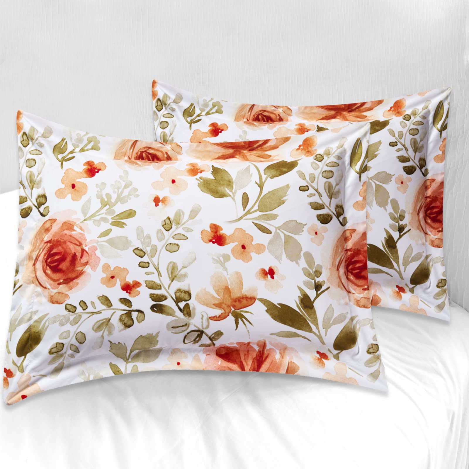 Orange Flower 4 Pcs Comforter Set Includes 1 Comforter, 2