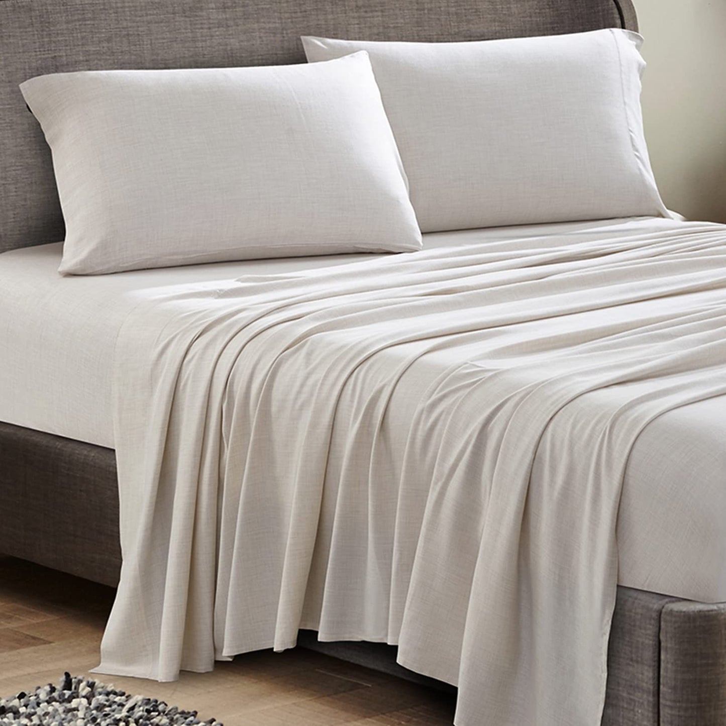 Oatmeal Heather - Soft and Cozy Viscose Bamboo 4 Pcs Sheet Set