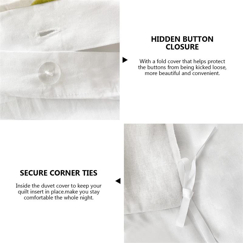 100% Cotton 3 Pieces Duvet Cover set includes 1 Duvet Cover and 2 Pillowcases