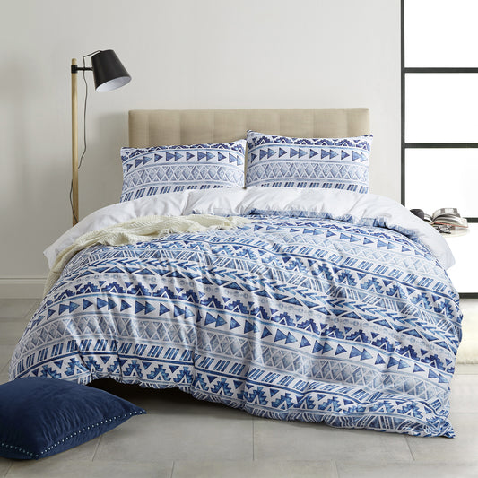 Style Quarters 3PCS Queen Size Duvet Cover 100% Mircofiber Boho Blue Duvet Cover Queen Size with 1 Duvet Cover and 2 Pillow Shams